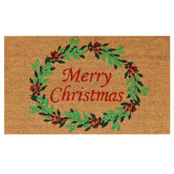 Home & More 1.42 W X 2.42 L Brown Christmas Wreath Coir Door Mat