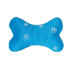 Zanies Blue Plush Blizzard Bone Dog Toy Small 1 pk