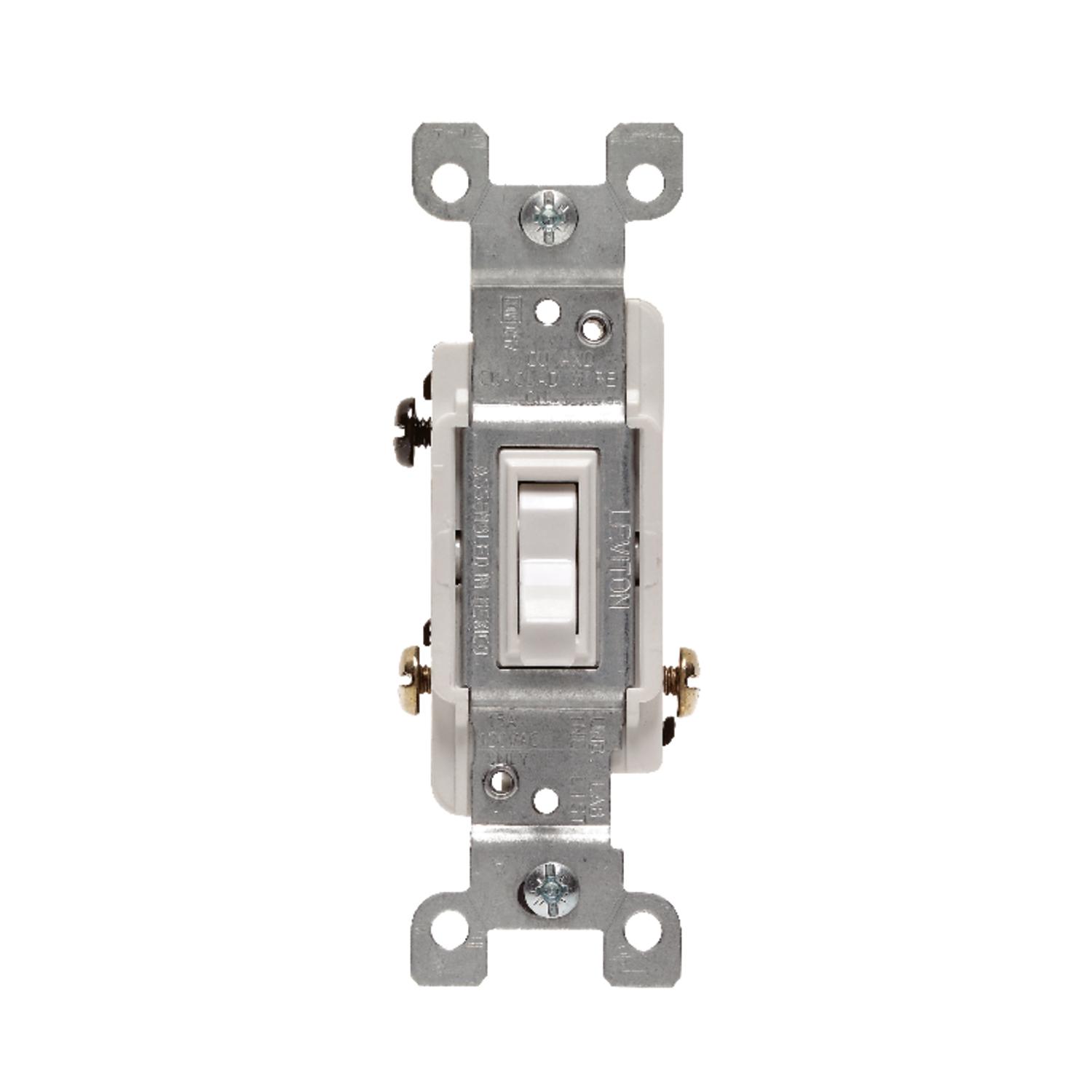 Leviton 15 amps Three Pole Toggle AC Quiet Switch White 1 pk - 01453-2WS - Electrical Switches  sku 01453-2WS