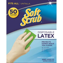 Soft Scrub Latex Disposable Gloves One Size Fits Most White Powdered 50 pk
