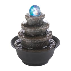 Zingz & Thingz Polyresin BlackGray 9.5 in. H Tiered Round Step Table Top Fountain