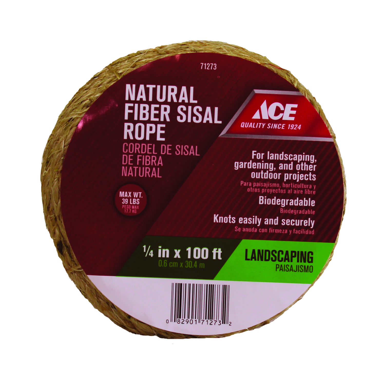 Ace 1/4 in. D X 100 ft. L Brown Twisted Sisal Rope - Ace Hardware