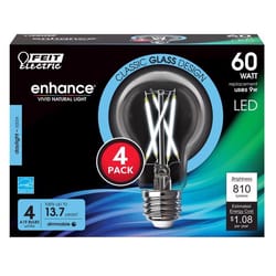 Feit Enhance A19 E26 (Medium) Filament LED Bulb Daylight 60 Watt Equivalence 4 pk