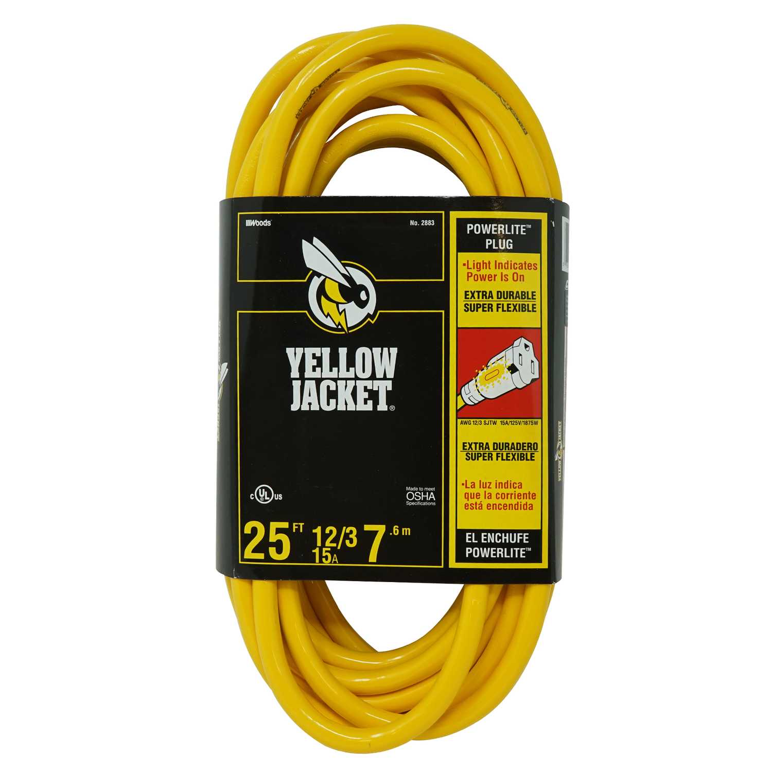 Yellow Jacket Outdoor 25 ft. L Yellow Extension Cord 12/3 SJTW Ace