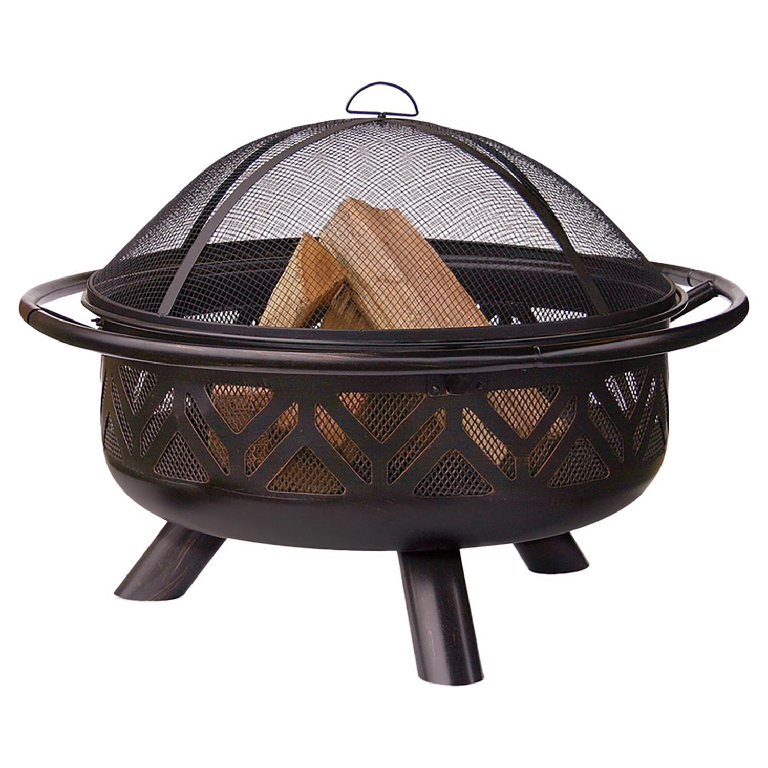 Endless Summer Uniflame 30 in. W Metal Geometric Round Wood Fire Pit Sansujyuku sansujyuku.com