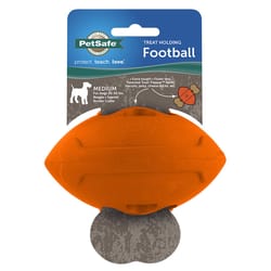 PetSafe Sportsmen Orange Rubber Football Treat Holding Toy Medium 1 pk