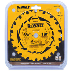 DeWalt 6-1/2 in. D X 5/8 in. Tungsten Carbide Tipped Circular Saw Blade 18 teeth 1 pk