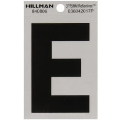 Hillman 3 in. Reflective Black Vinyl Self-Adhesive Letter E 1 pc