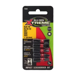 Blu-Mol Xtreme Assorted 1 in. Impact Driver Bit Set S2 Tool Steel 5 pc