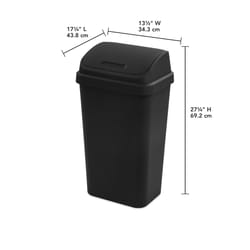 Sterilite 13 gal Black Plastic Wastebasket