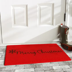 Home & More 1.42 W X 2.42 L Red Merry Christmas Coir Door Mat