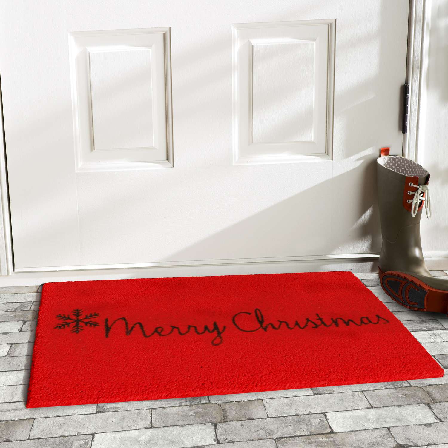 Consolidated Plastics Brush Dry Indoor/Covered Outdoor Entrance Floor Mat,  4' Width x 6' Length, Red