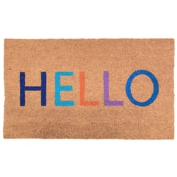 J & M Home Fashions 18 in. W X 30 in. L Multi-color HELLO Coir Door Mat