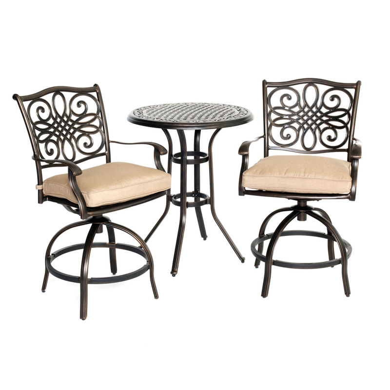 Photos - Garden Furniture Hanover Traditions 3 pc Bronze Aluminum Traditional High Dining Bistro Set 