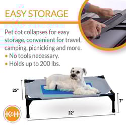 K&H Pet Products Blue Denier Fabric Coolin' Elevated Pet Bed 25 in. W X 32 in. L