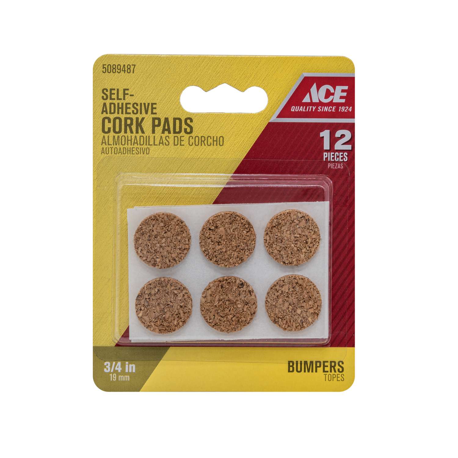 Ace Cork Self Adhesive Bumper Pad Brown Round 3/4 in. W 12 pk Ace Hardware