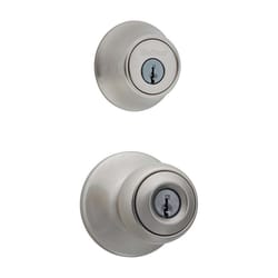 Kwikset Polo Satin Nickel Entry Lock and Single Cylinder Deadbolt 1-3/4 in.