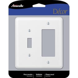 Amerelle Devon White 2 gang Stamped Steel Decorator/Toggle Wall Plate 1 pk