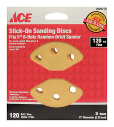 Ace 5 in. Aluminum Oxide Adhesive Sanding Disc 120 Grit Fine 5 pk