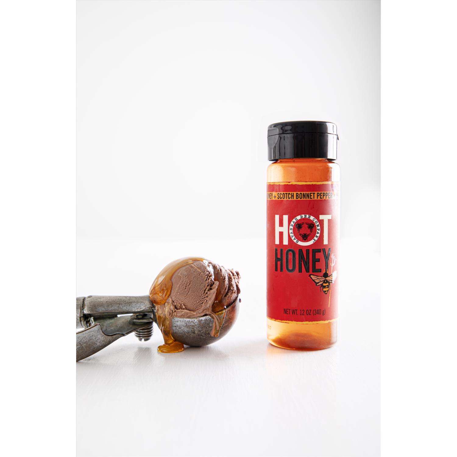 Savannah Bee Company Honey, Wildflower Honey + Scotch Bonnet Pepper + Habanero Pepper, Hot - 12 oz