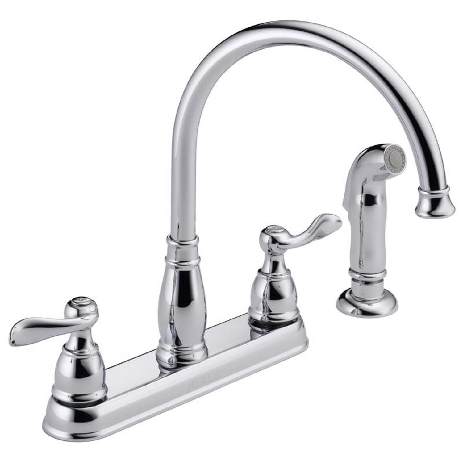Photos - Tap Delta Windemere Two Handle Chrome Kitchen Faucet Side Sprayer Included 219 