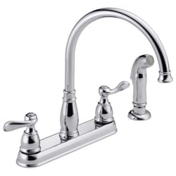 Delta Windemere Two Handle Chrome Kitchen Faucet Side Sprayer Included