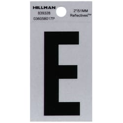 HILLMAN 2 in. Reflective Black Vinyl  Self-Adhesive Letter E 1 pc