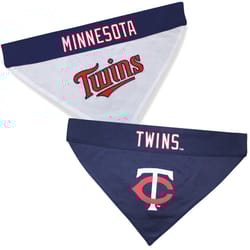 Pets First Navy/White Minnesota Twins Cotton/Nylon Dog Collar Bandana Small/Medium