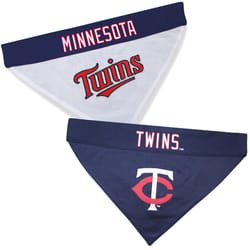 Pets First Navy/White Minnesota Twins Cotton/Nylon Dog Collar Bandana Small/Medium