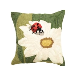 Liora Manne Frontporch Green Ladybug Polyester Throw Pillow 18 in. W X 18 in. L