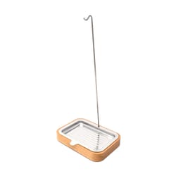 Kitchen Innovations Silver/Brown Stainless Steel/Wood Dishbrush Stand