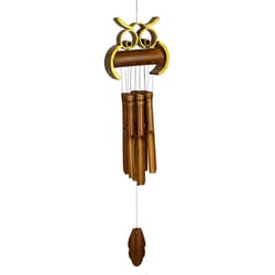 Woodstock Chimes Brown Bamboo Hoot Owl Wind Chime