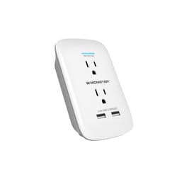 Monster Just Power It Up 0 ft. L 2 outlets Wall Tap Surge Protector White 1200 J