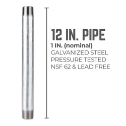 STZ Industries 1 in. MIP each X 1 in. D MIP Galvanized Steel 12 in. L Nipple