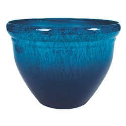 HC Companies Pizzazz 6.75 in. H X 9 in. D Polyresin Glaze Planter Admiral Blue