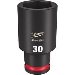 Milwaukee Shockwave 30 mm X 1/2 in. drive Metric/SAE 6 Point Deep Impact Socket 1 pc