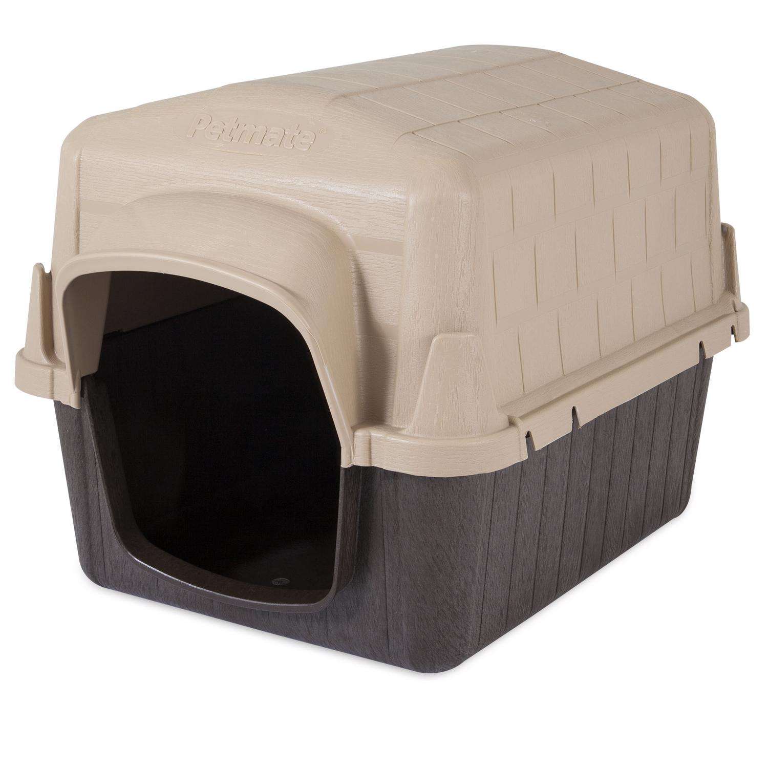 Aspen Pet Petbarn 3 Large Plastic Dog House Brown/Sand 30 in. H X 29 in