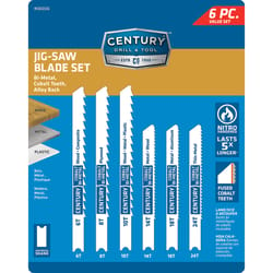 Century Drill & Tool Assorted in. Bi-Metal Universal Jig Saw Blade Set 6 TPI 6 pk