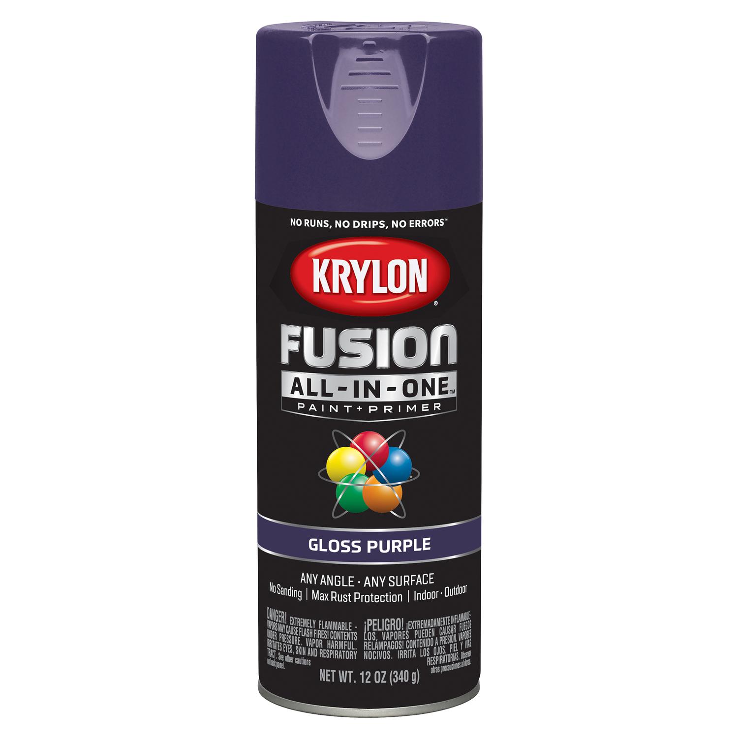 Krylon Fusion All-In-One Gloss Purple Paint + Primer Spray Paint 12 Oz ...