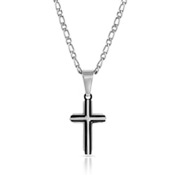 Montana Silversmiths Men's Strength of Faith Cross Silver Necklace Stainless Steel Water Resistant