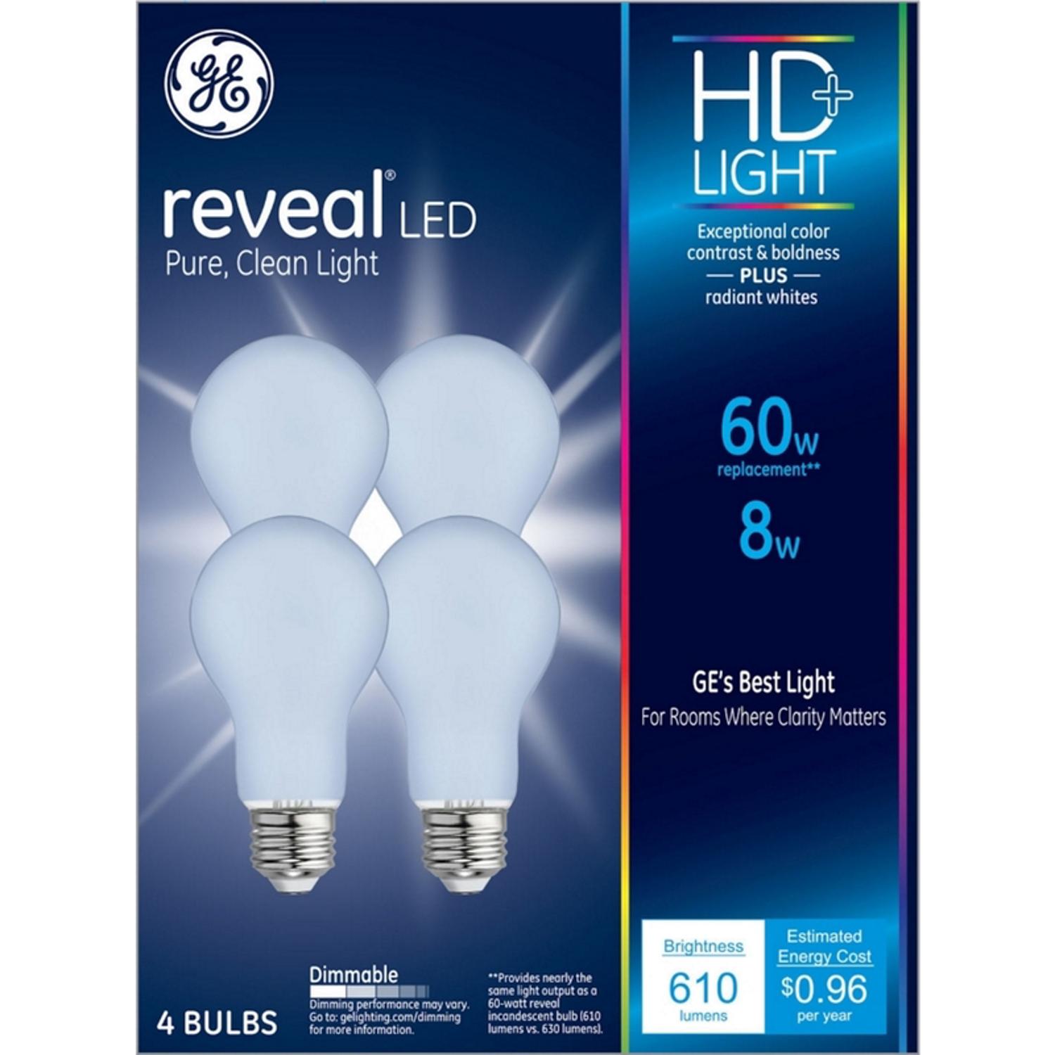 GE Reveal A19 E26 Medium LED Bulb Pure Clean Light 40 Watt