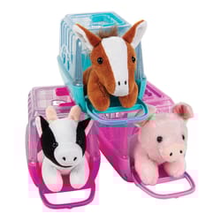 Playmaker Toys Pet Carrier- Farm Animals Toy Plush Cream 2 pc