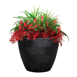 L&G Solutions 13 in. H X 16 in. D Polyresin Yuma Planter Black