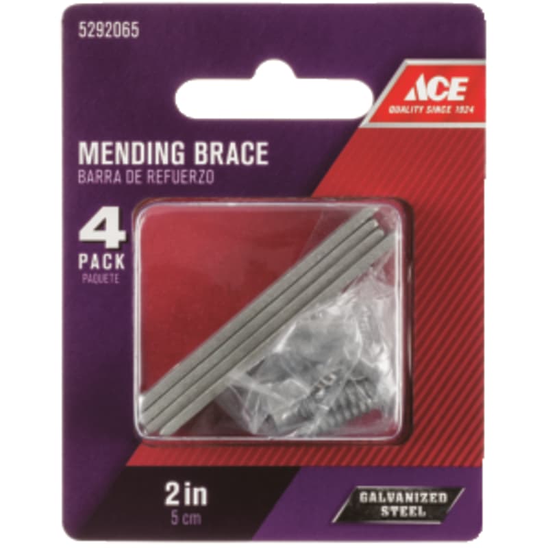 Ace 2 in. H X 0.5 in. W X 1.105 in. L Galvanized Steel Mending Brace - 01-3410-503 - Hardware Accessories  sku 01-3410-503