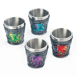 Dragon Crest 2.25 in. H X 2.125 in. L Dragon Colorful Poly Resin Decorative Shot Glass Set