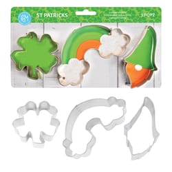 R&M International St Patricks Day Cookie Cutter Set Silver 3 pc