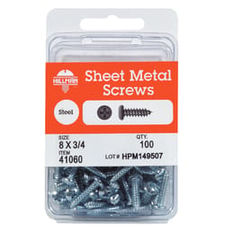 Hillman No. 8 X 1/2 in. L Phillips Pan Head Sheet Metal Screws 100 pk