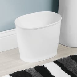 iDesign Kent 2 gal White Plastic Oval Wastebasket