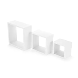 Melannco 9.45 in. H X 4.13 in. L White Wood Cube Shelves Set