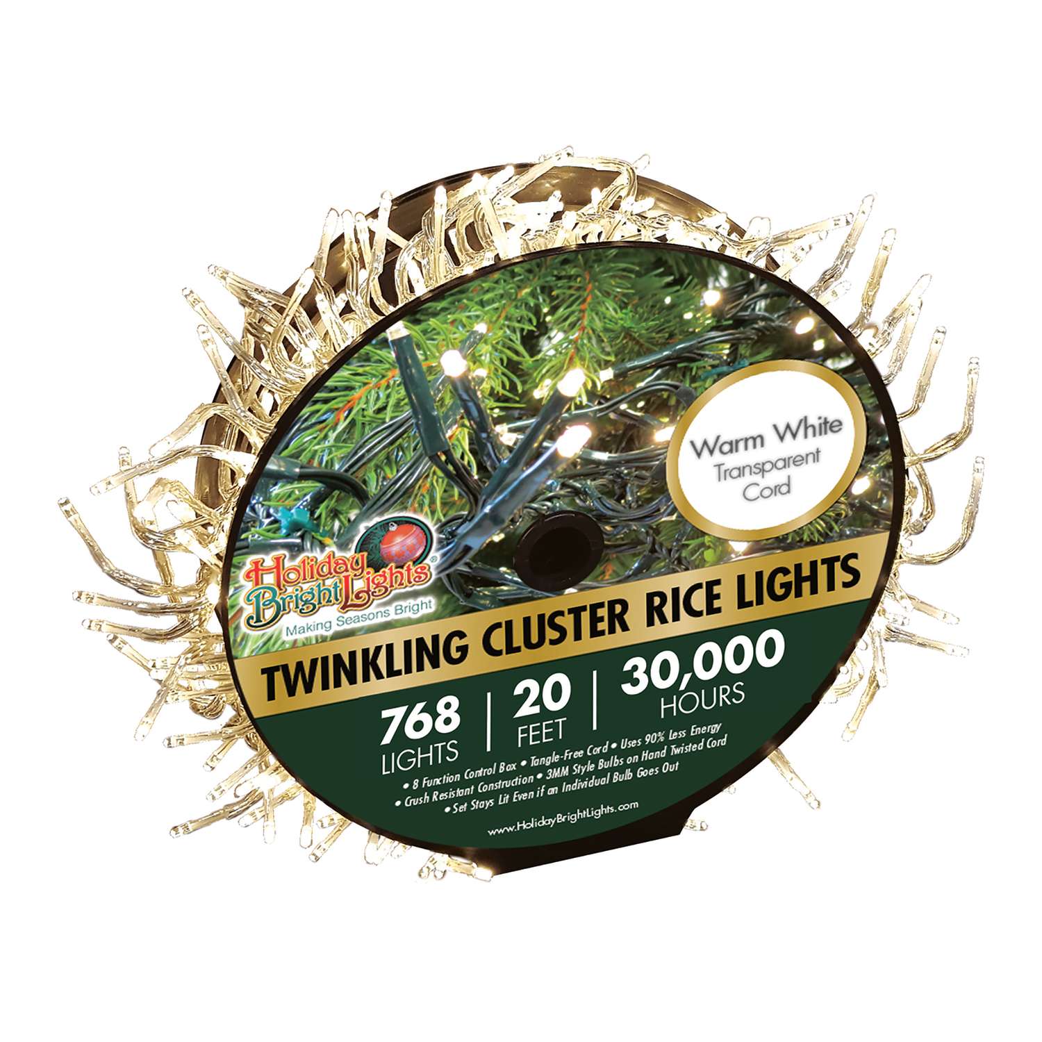 Holiday Bright Lights LED Rice Cluster Warm White 768 ct String